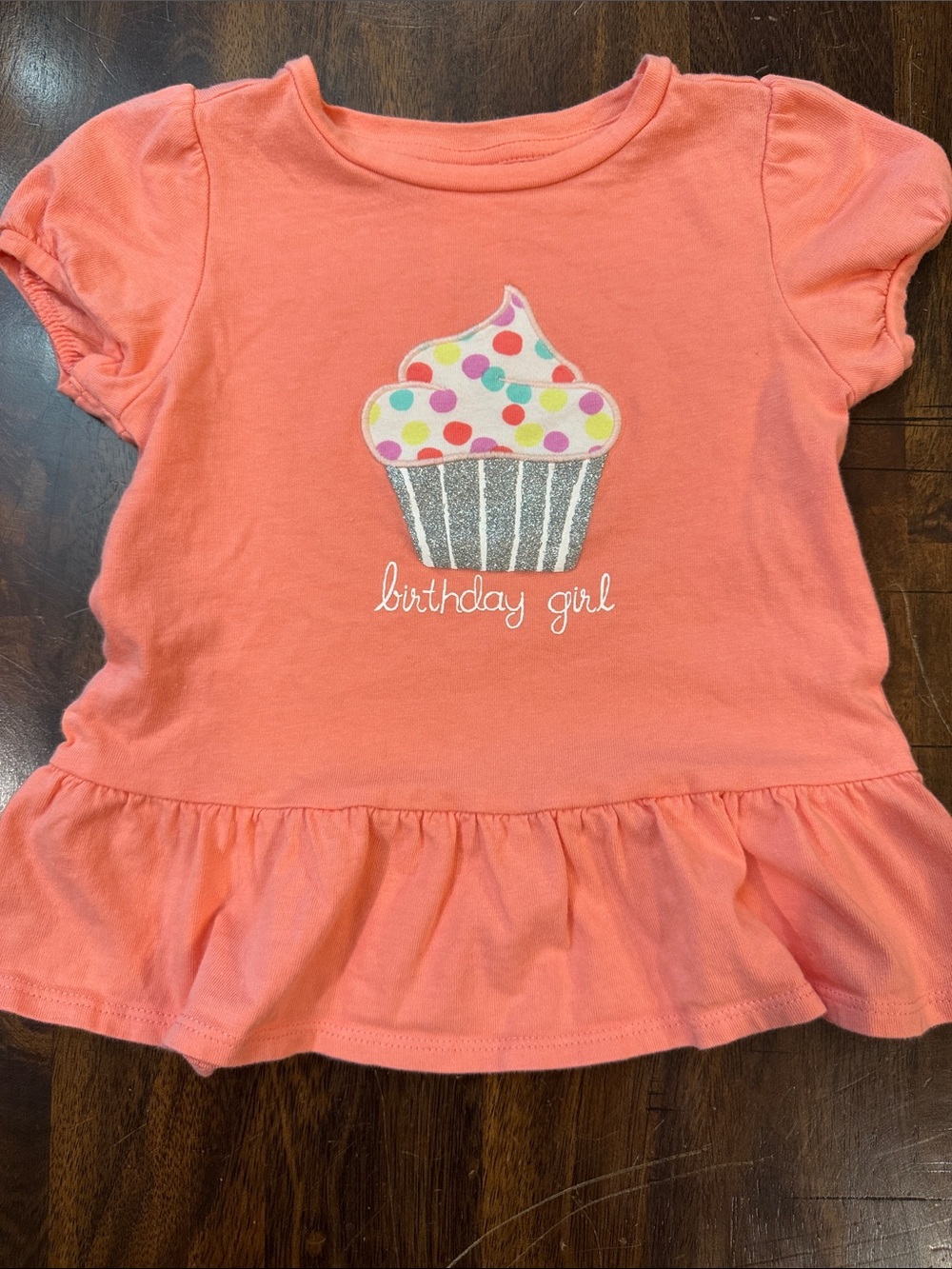 Gymboree Peach Short-Sleeve Peplum Tee with Cupcake